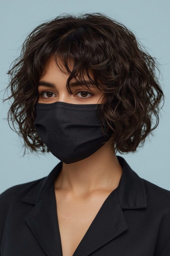 Side-Swept Coily Bob