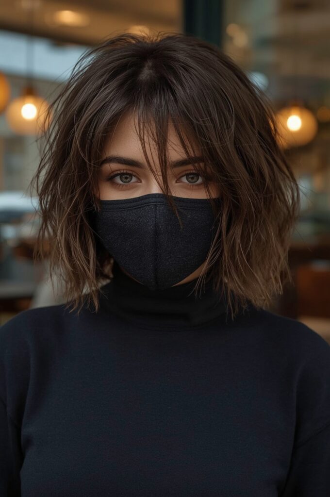 Wispy Curtain Bangs with French Bob