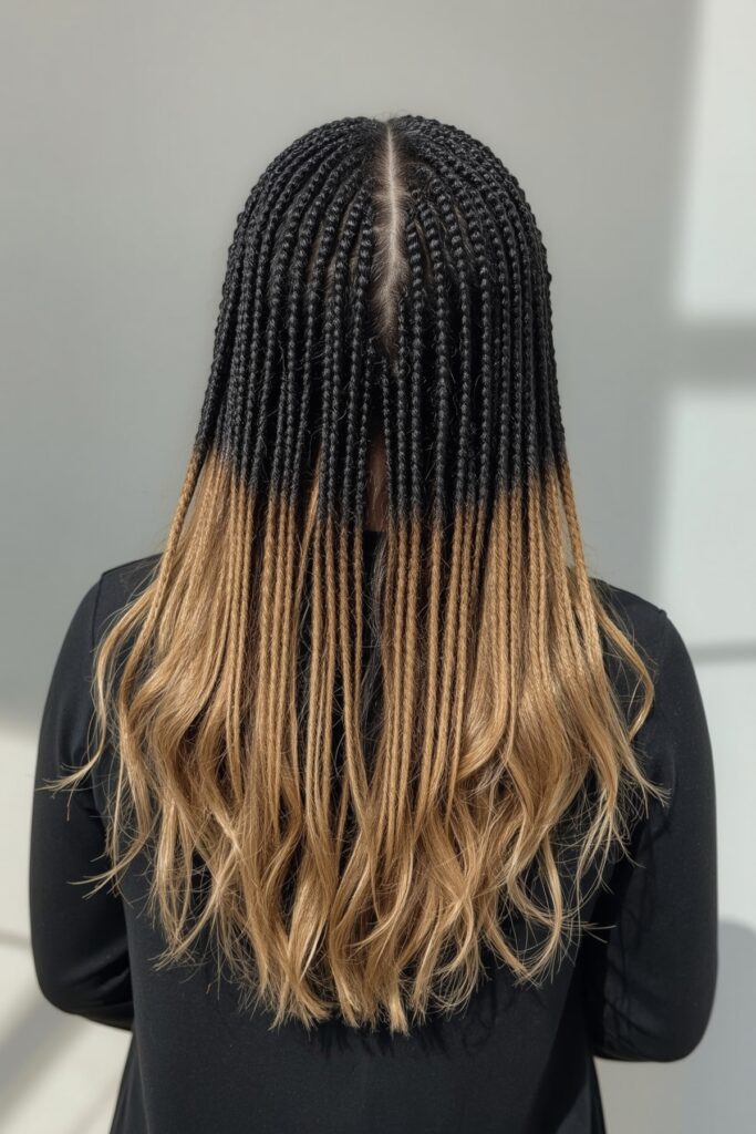 Box Braids with Ombre Extensions