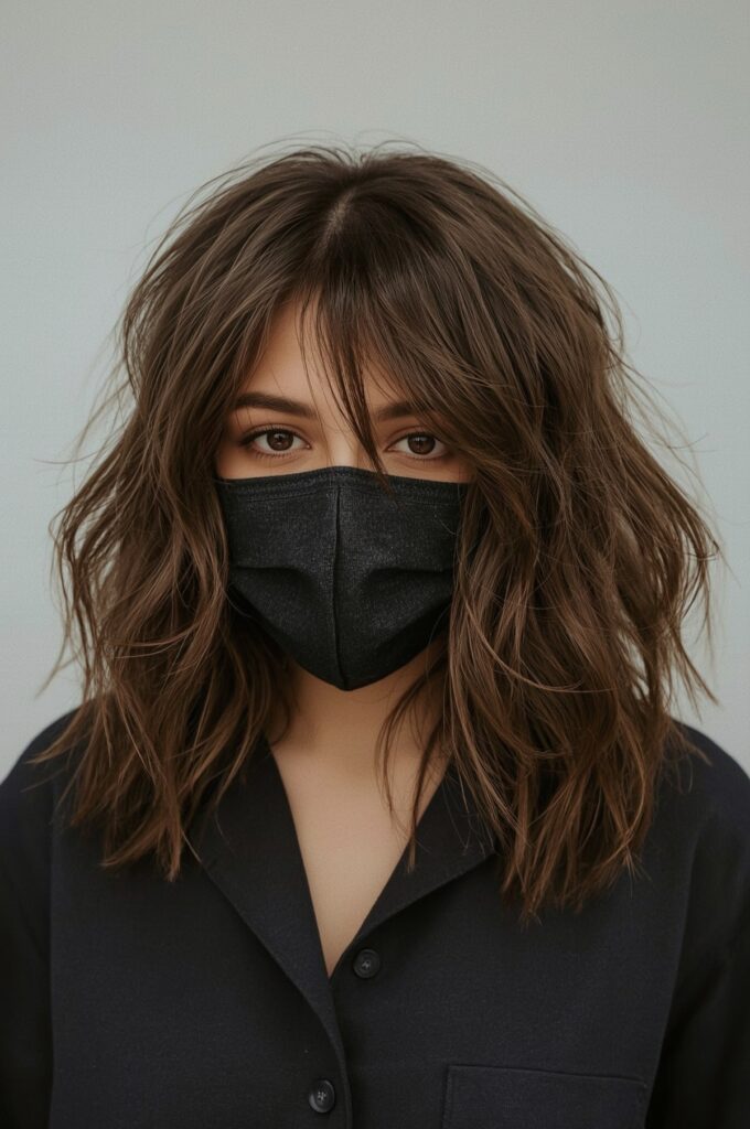 Textured Waves with Wispy Curtain Bangs