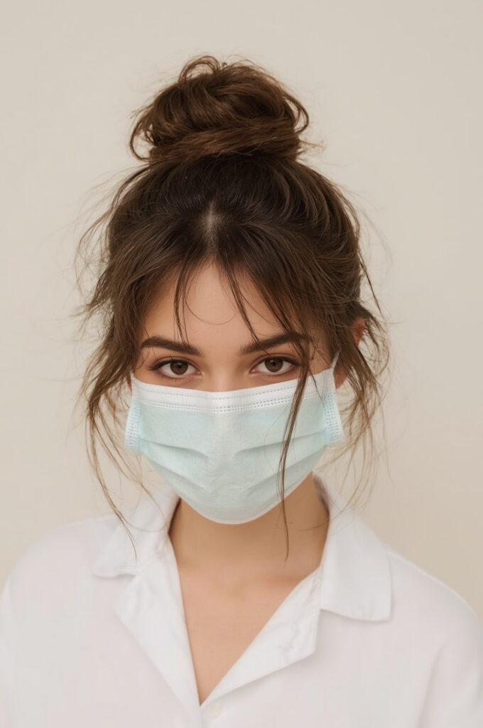 Wispy Bangs with a Top Knot