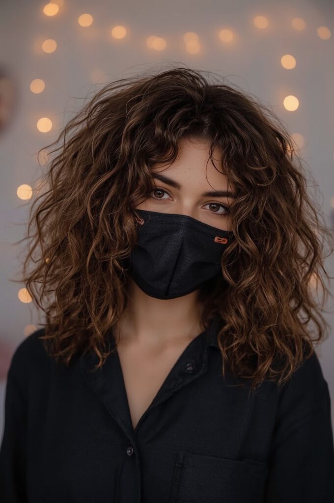 Side Part Curly Hair with Clips