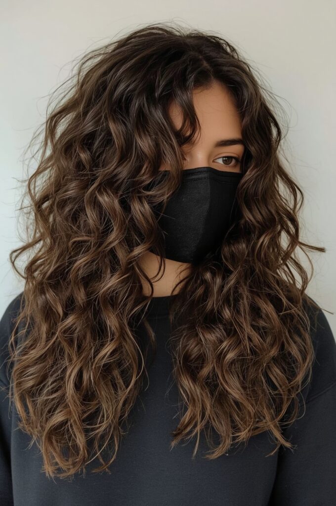 Side-Swept Long Hair with Spiral Curls
