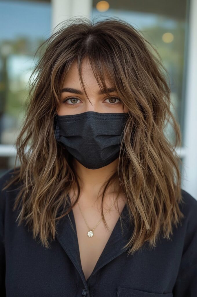 Curtain Bangs with Balayage Highlights