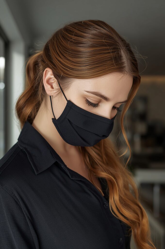 Side Part with Low Bubble Ponytail