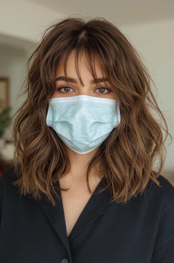 Wispy Curtain Bangs with Curled Ends