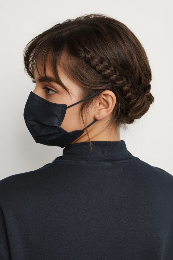 Braided Bangs with Sleek Low Bun