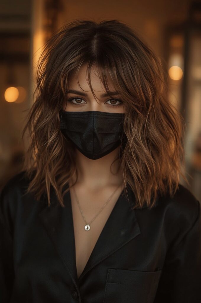 Wispy Curtain Bangs with Side Waves