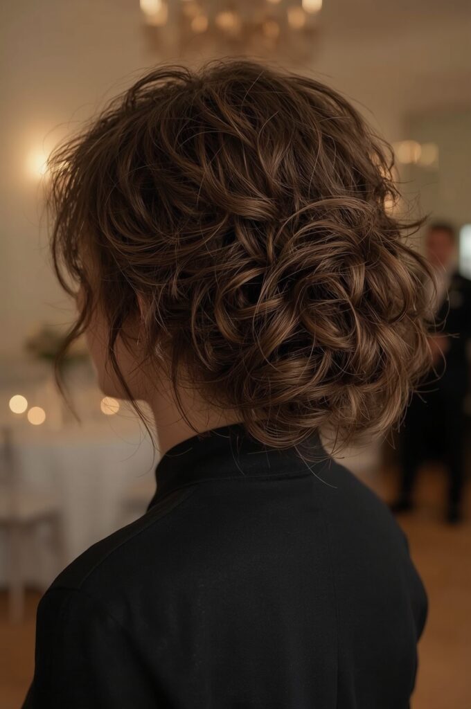 Side Part Loose Curly Chignon