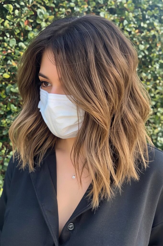 Side Part with Layered Balayage Hair