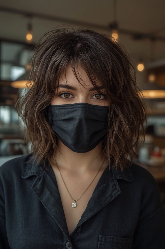 Tousled Bob with Wispy Curtain Bangs