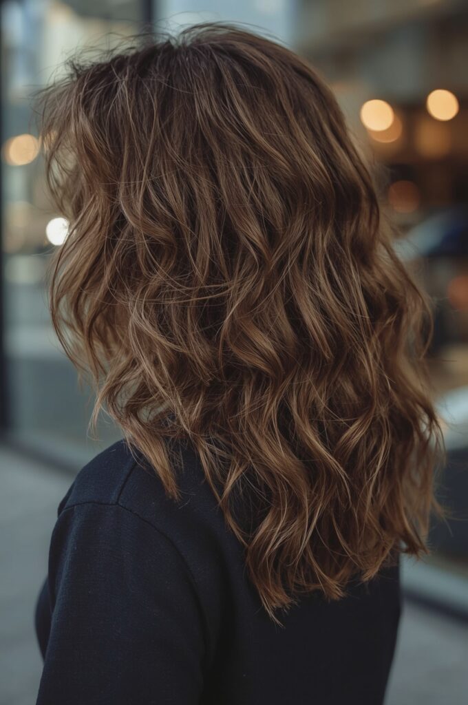 Side Part Curly Long Layers