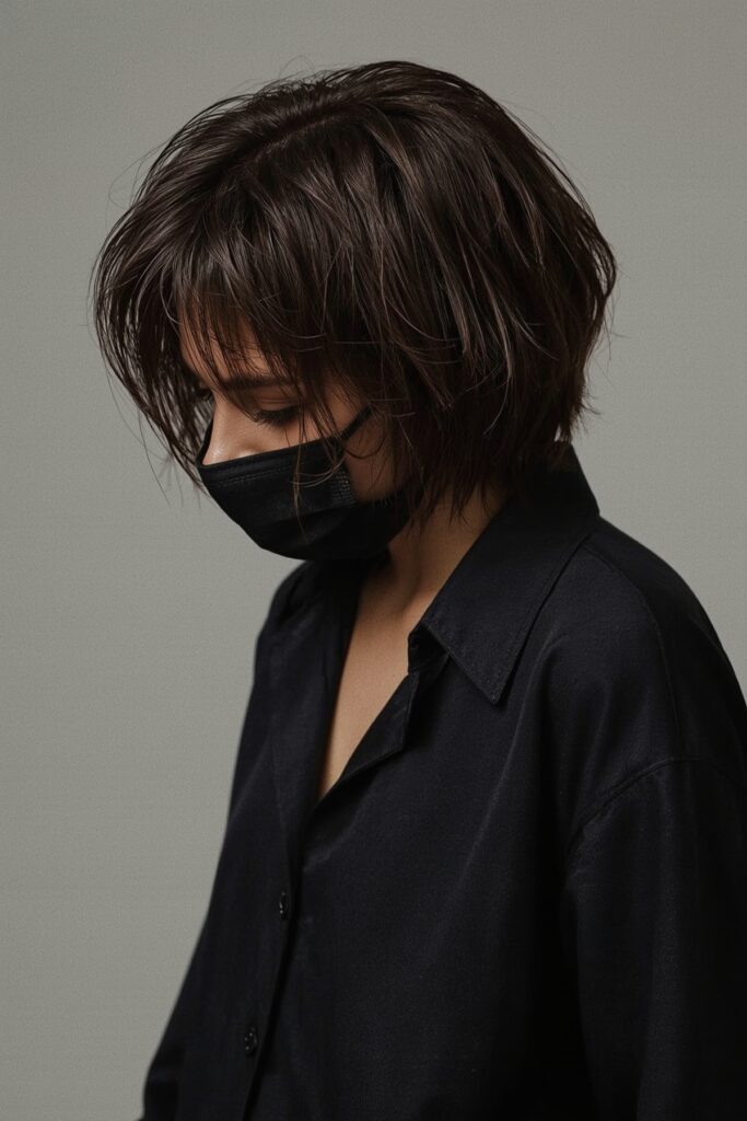 Textured Side Part On Chin-Length Hair