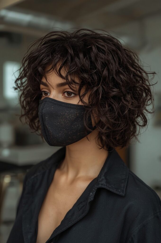 Side Part Short Curly Bob with Texture