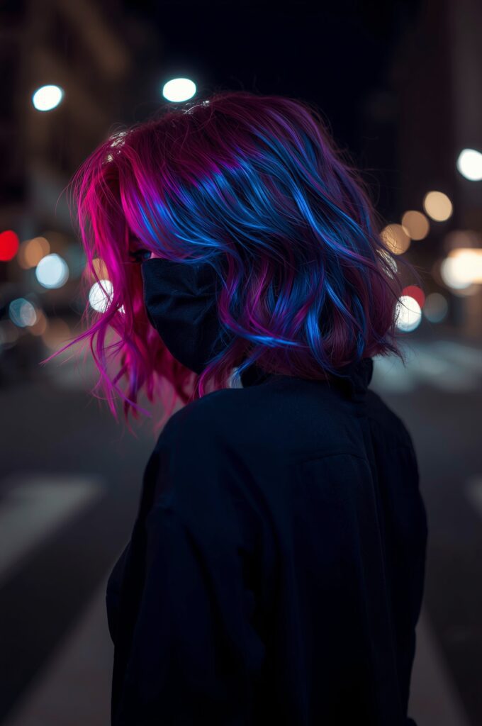 Side Part with Bold Color Highlights