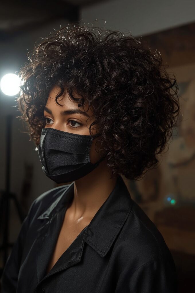 Side Part Tapered Curly Afro