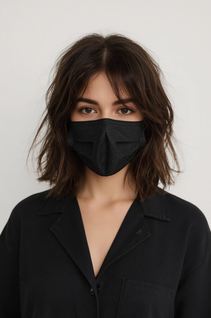 Wispy Curtain Bangs with Shoulder-Length Lob