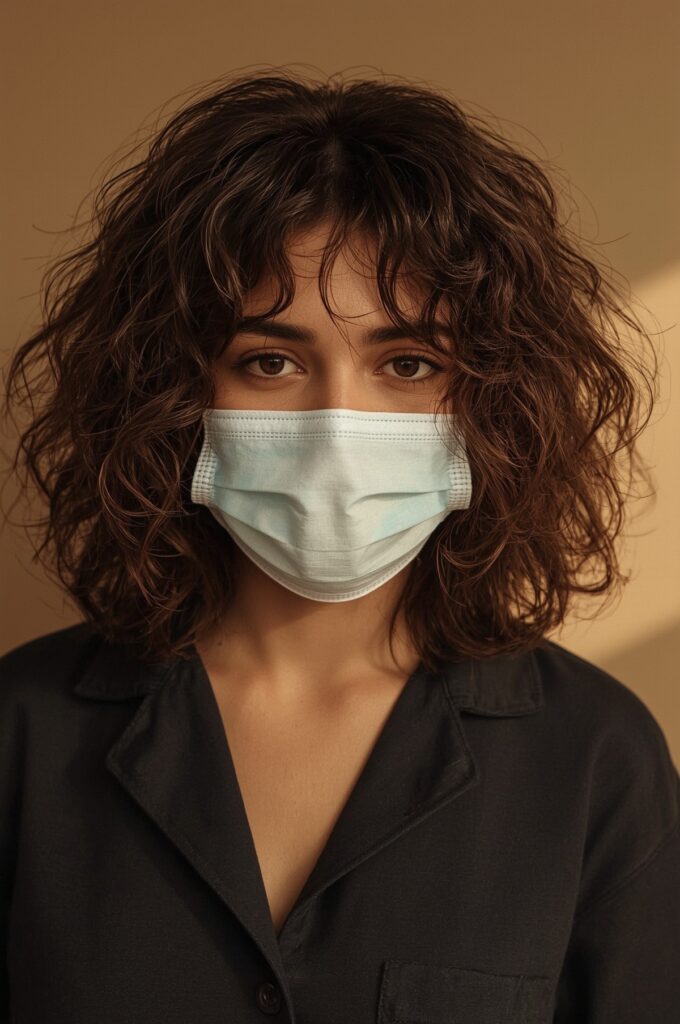Textured Curls with Wispy Curtain Bangs