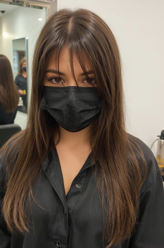 Sleek Straight Wispy Curtain Bangs