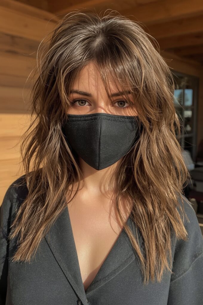 Wispy Bangs on Long Layered Shag