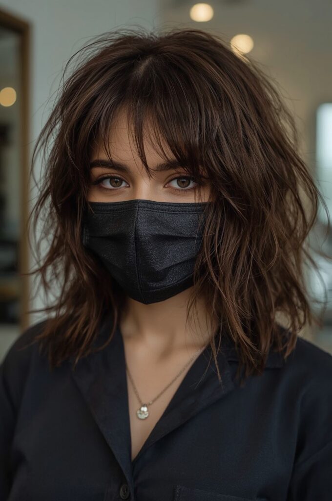 Wispy Curtain Bangs with Polished Blowout