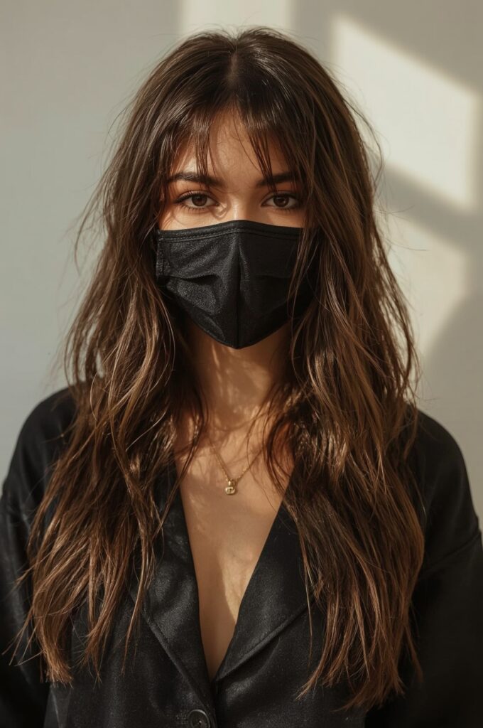 Wispy Bangs with Long V-Cut Layers