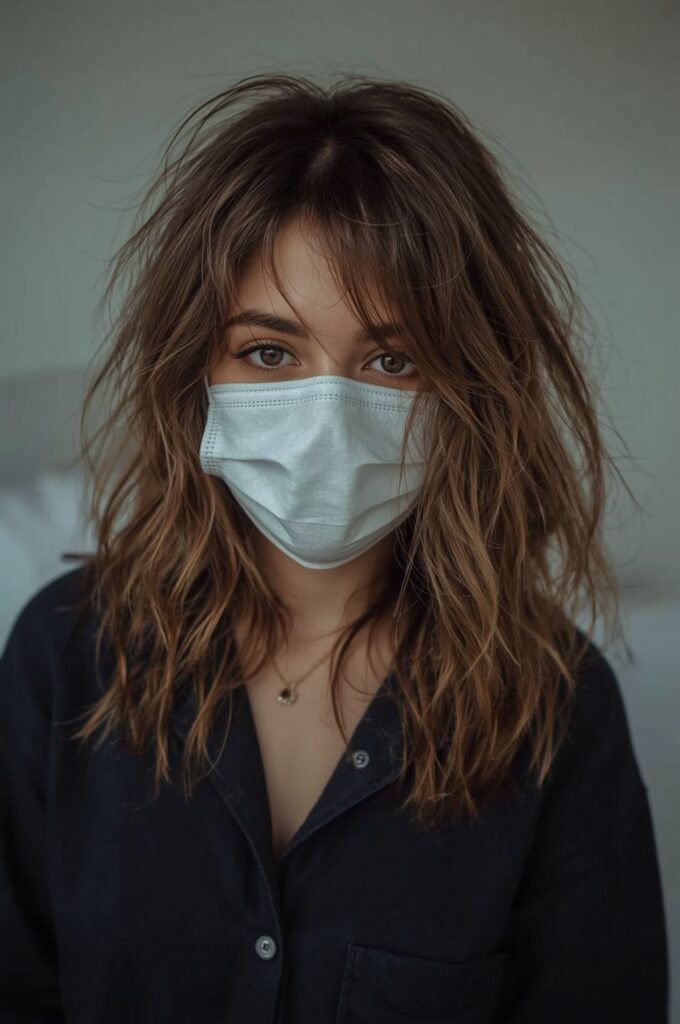 Casual Loose Waves with Wispy Curtain Bangs