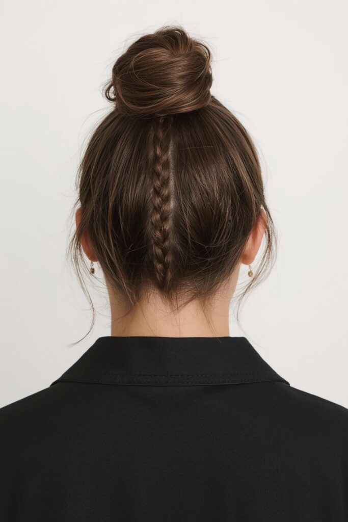 Sleek Top Knot with Inverted Braid Undercut