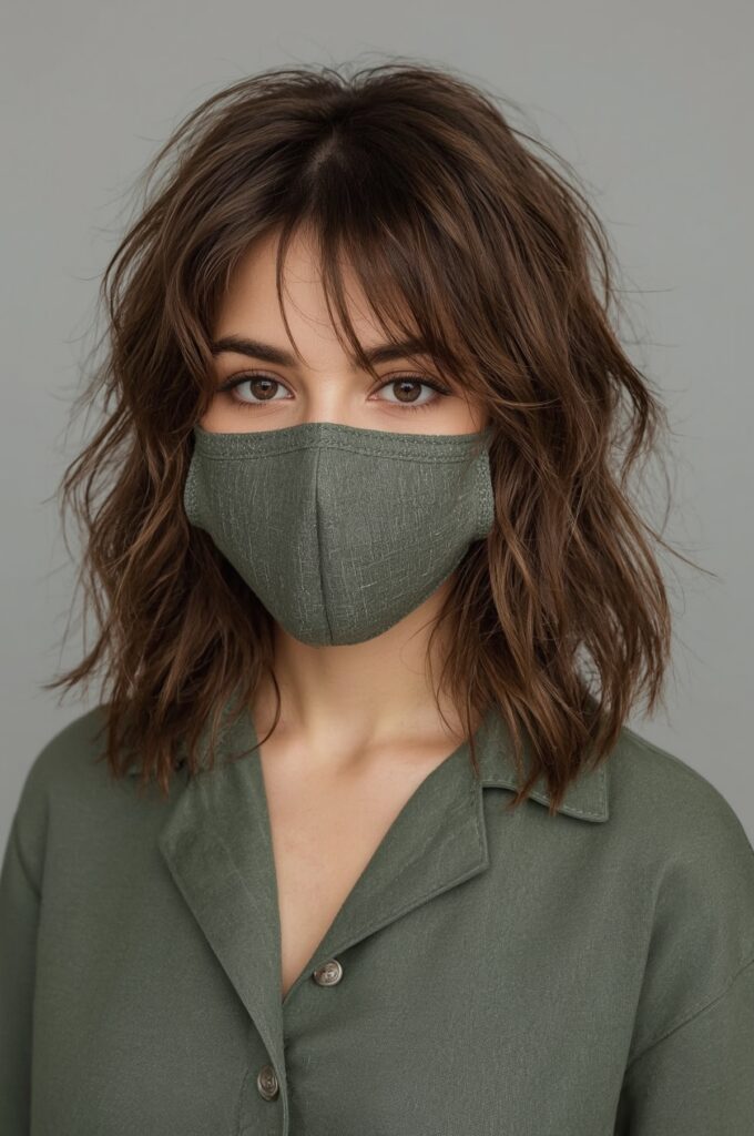 Wispy Bangs with Crimped Hair Texture