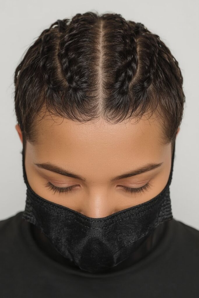 Braided Hairline Accents on Pixie Cut