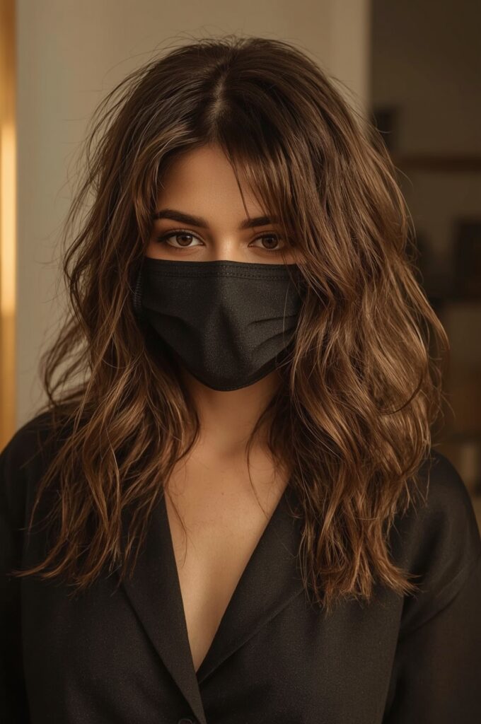 Glamorous Waves with Wispy Curtain Bangs