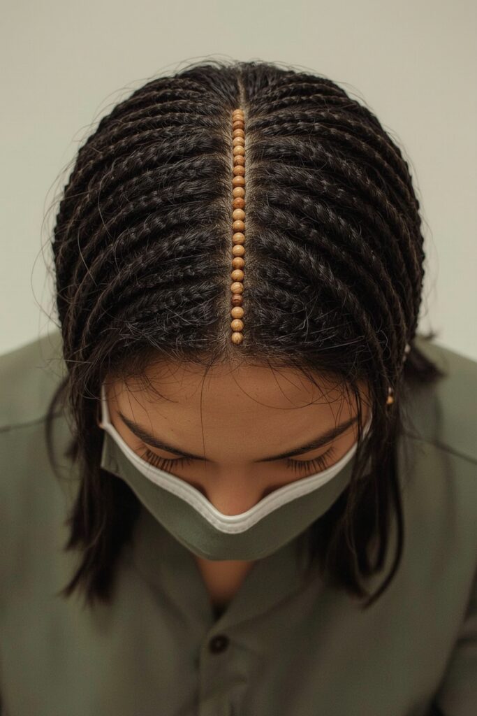 Fulani Braids with Beaded Parting