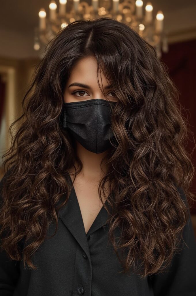 Long Curls with Dramatic Side Part