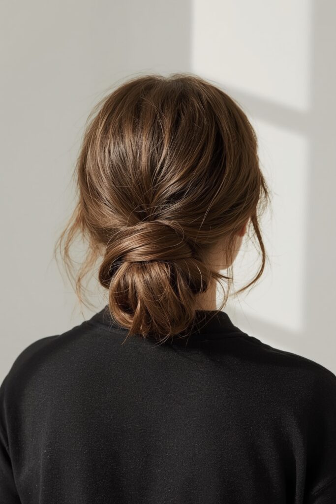 French Braid into Messy Bun