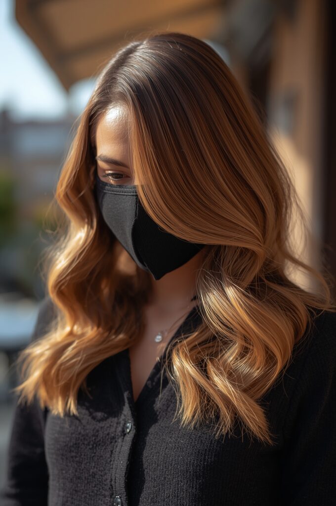 Side Part with Sleek Top and Wavy Ends