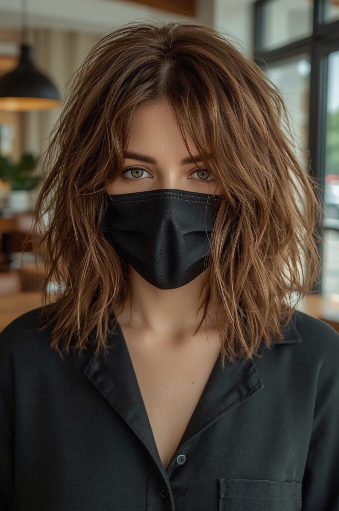 Tousled Wispy Bangs with Lob