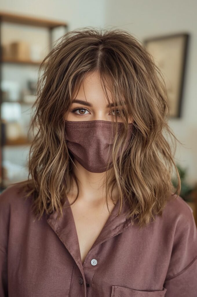 Wispy Bangs with Layered Shoulder-Length Cut