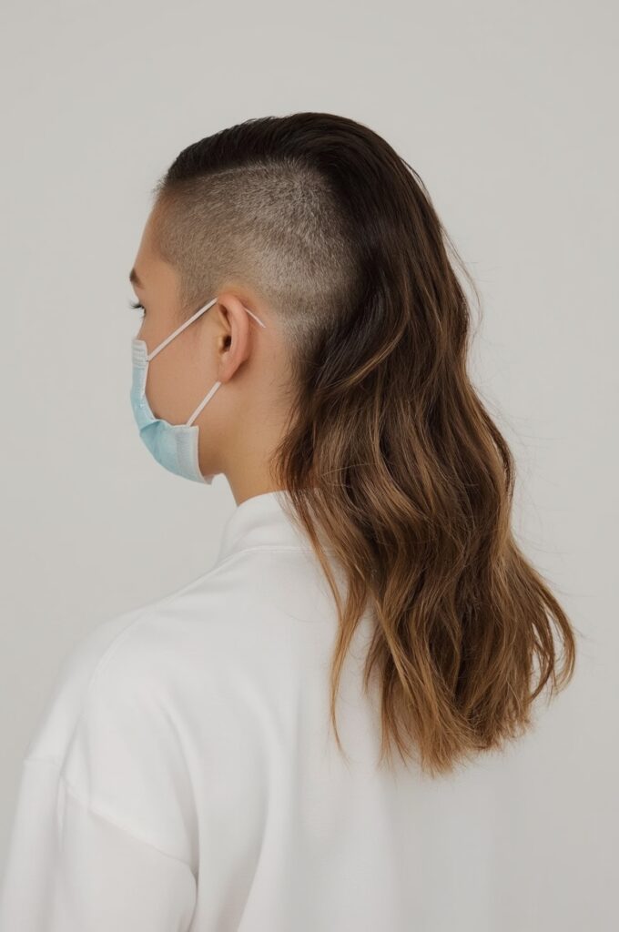 Half-Shaved Head with Waves