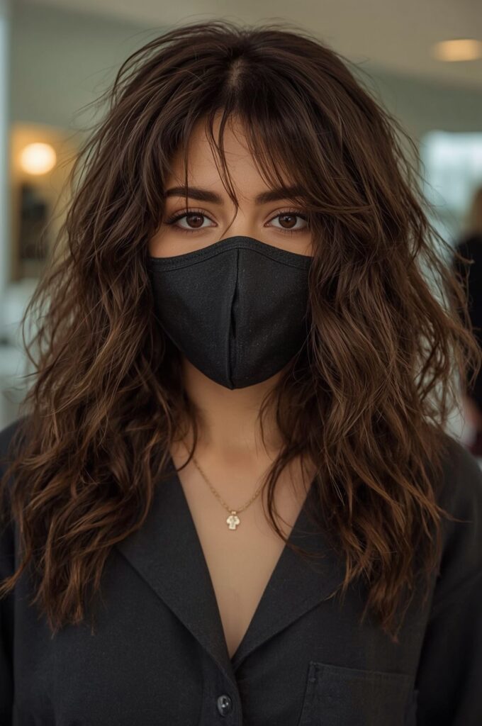 Wispy Bangs Styled with Loose Curls