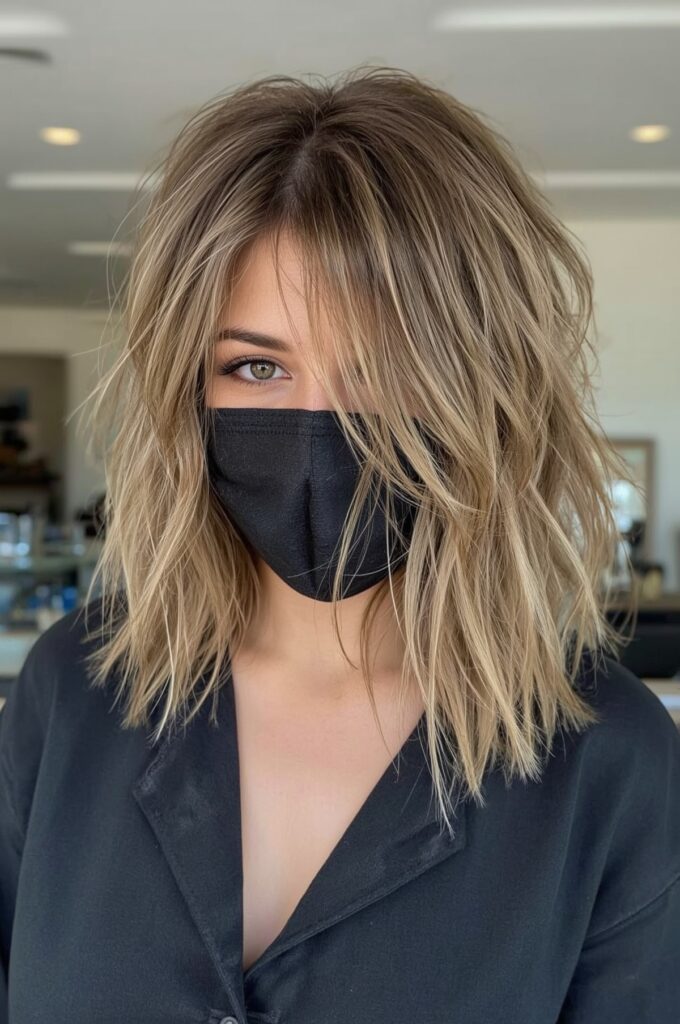 Medium Shag Layers with Wispy Curtain Bangs