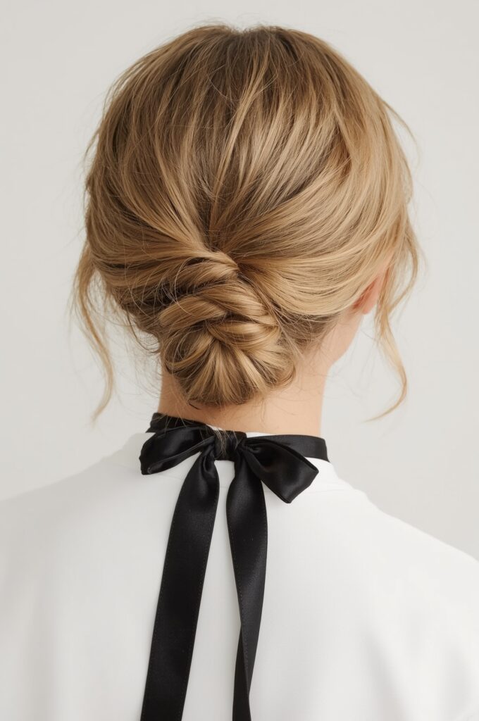 Rope Braid Ponytail with Ribbon