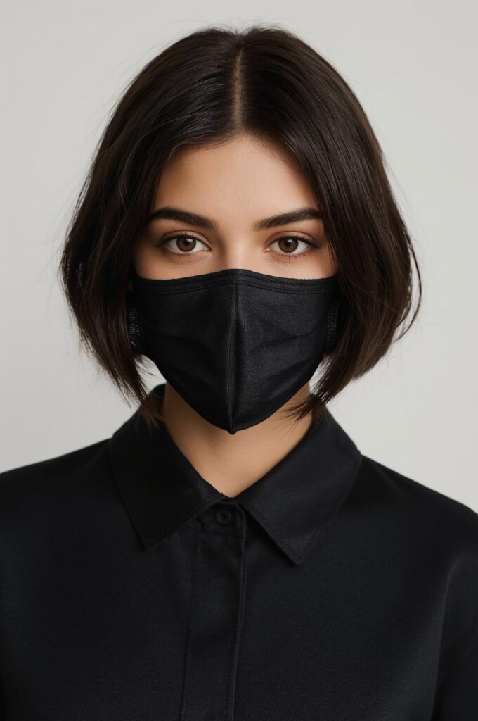 Sleek Bob with Sharp Middle Part