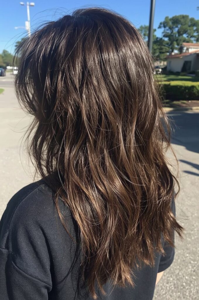 Wispy Bangs and V-Cut Long Hair Ends