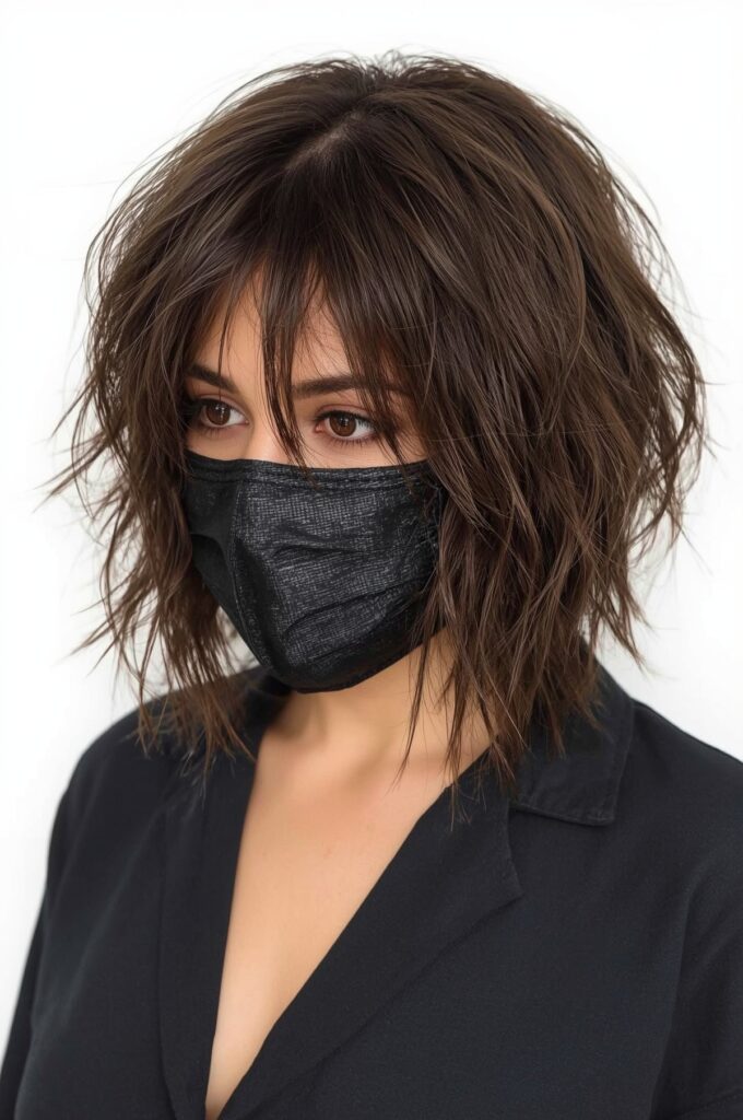 Wispy Bangs with Layered A-Line Bob