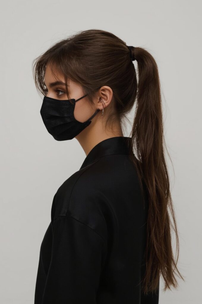 Long Ponytail with Floating Wispy Fringe