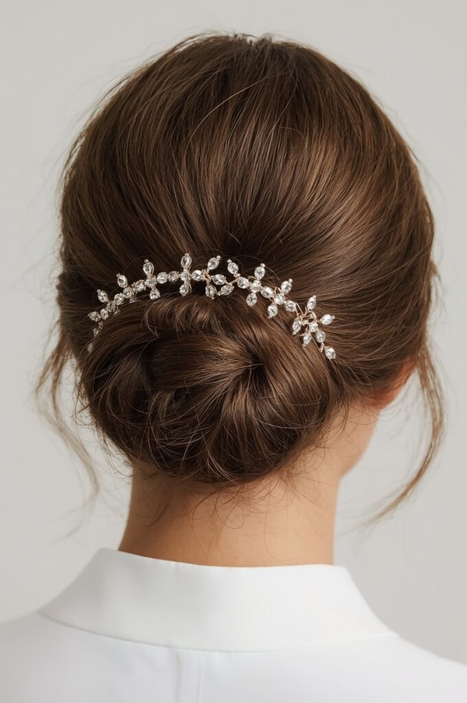 Top Knot with Crystal Pins