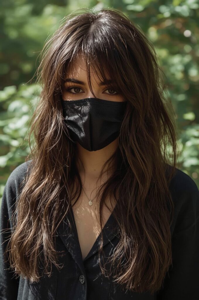 Wispy Bangs Blending into V-Cut Layers