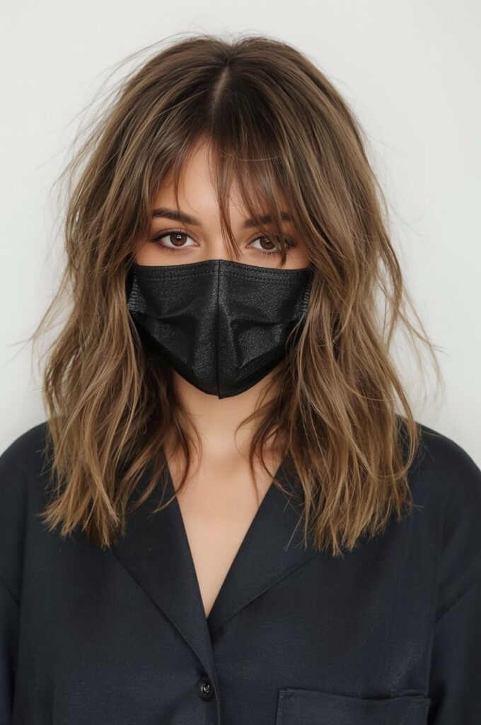 Wispy Bangs with Layered Mid-Length Hair