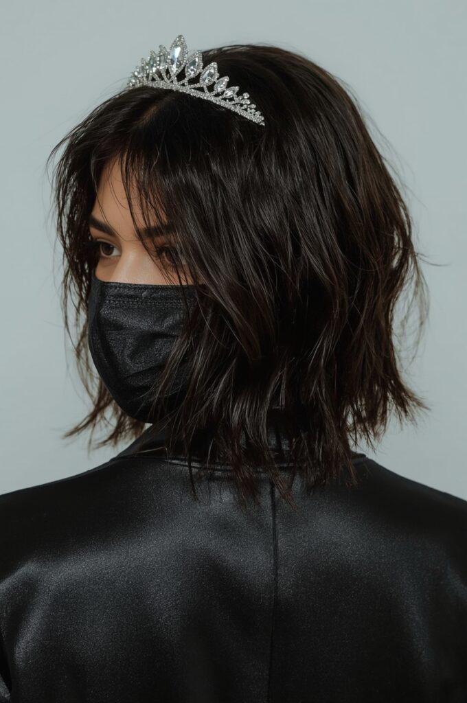 Wet-Look Lob with Tiara