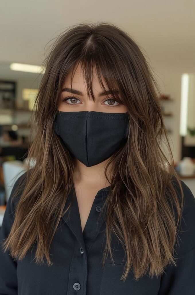 Bottleneck Wispy Bangs with Feathered Ends